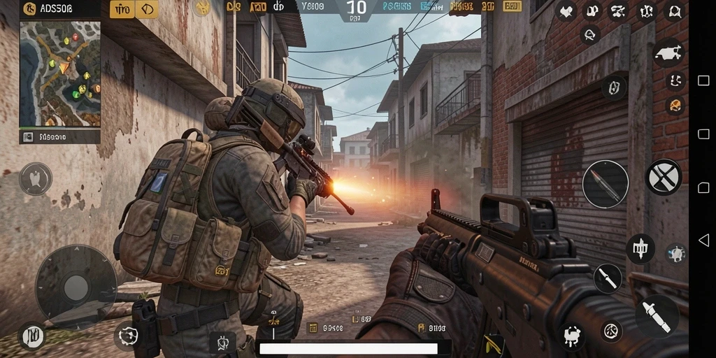 Gameplay mendebarkan dalam ADS508 dengan aksi tembak-menembak yang intens.