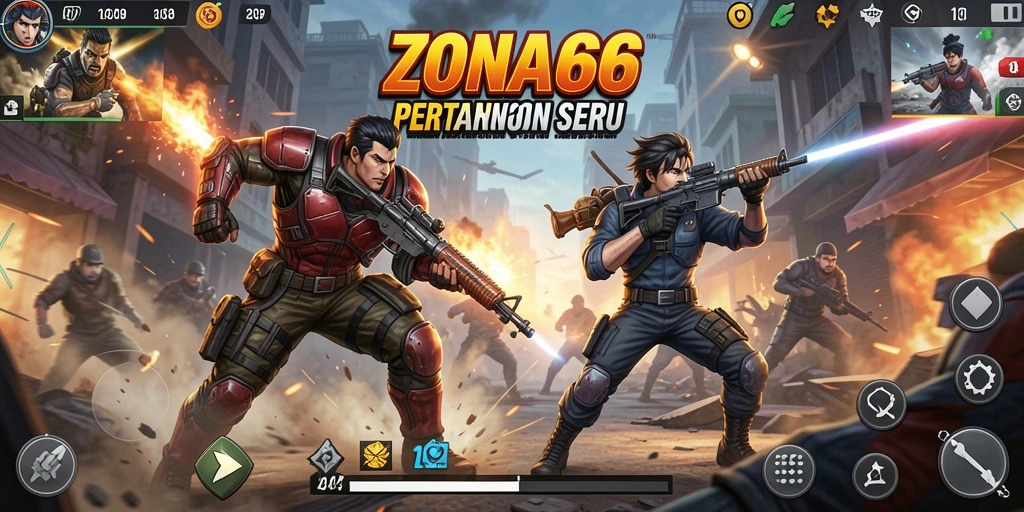 Tampilan gameplay ZONA66 yang penuh aksi dan tantangan.